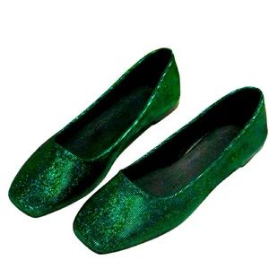 NWOT Dark Green, Glitter, Ballet Flats!